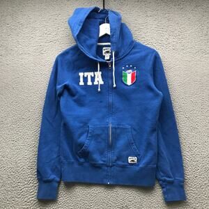 Italy Roots Canada Jacket Hoodie Womens XS Long Sleeve Full Zip Embroidered Blue